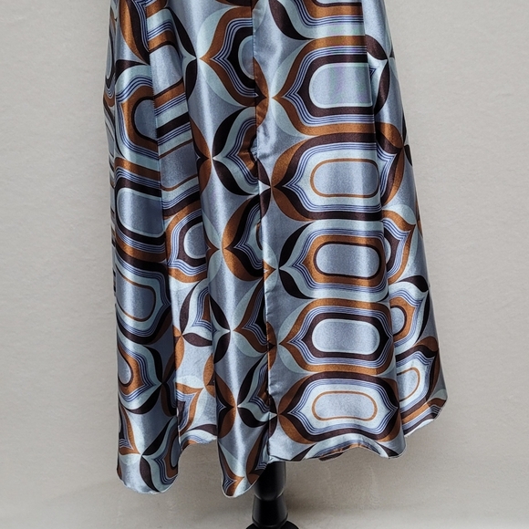 90s Vintage My Michelle Retro Geometric Print Satin Racerback Mini Slip Dress M - Picture 10 of 11